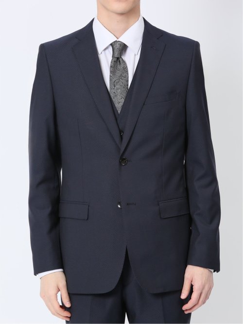 超光沢ストレッチ スリムフィット 2ボタン スリーピーススーツ ジオ