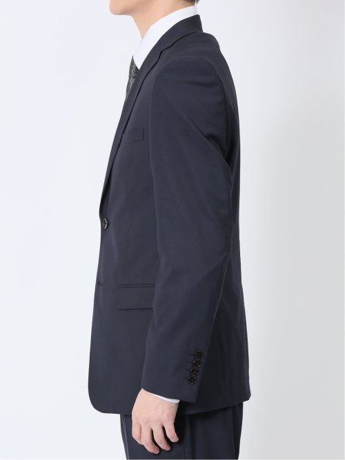 超光沢ストレッチ スリムフィット 2ボタン3ピーススーツ ジオメトリック紺