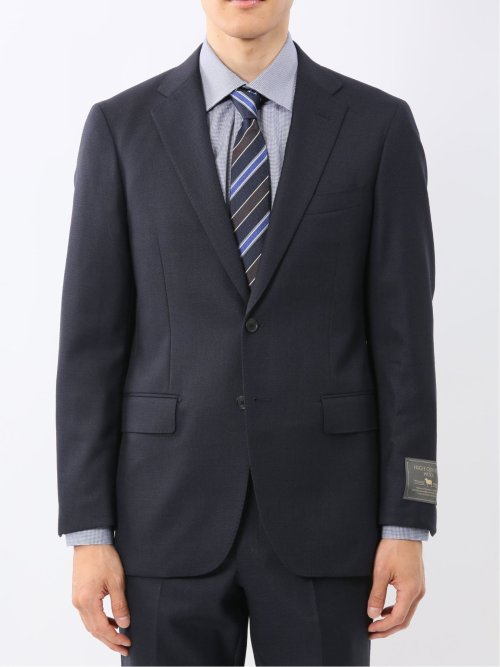 ウール100% レギュラーフィット 2ボタン2ピーススーツ 紺