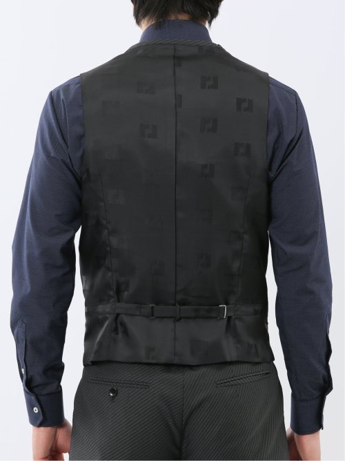 超光沢ウール混ストレッチ スリムフィット 2ボタン3ピーススーツ シャドーカルゼグレー