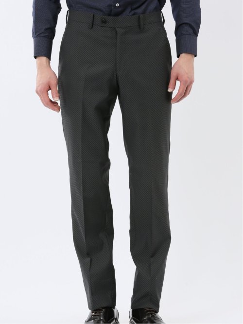 超光沢ウール混ストレッチ スリムフィット 2ボタン3ピーススーツ シャドーカルゼグレー