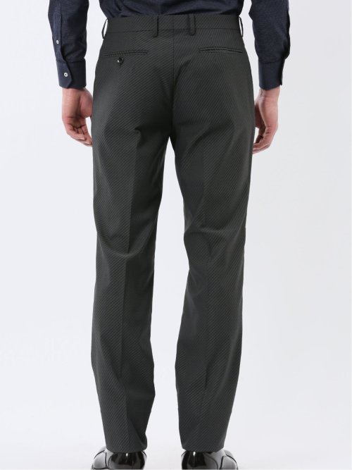 超光沢ウール混ストレッチ スリムフィット 2ボタン3ピーススーツ シャドーカルゼグレー