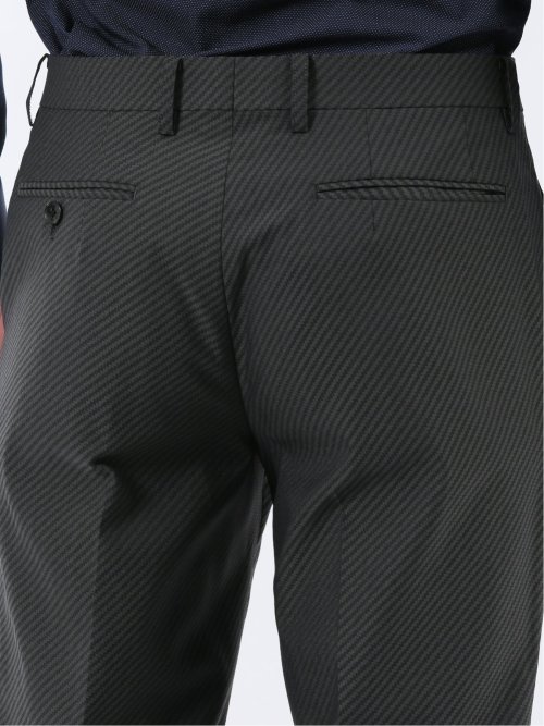 超光沢ウール混ストレッチ スリムフィット 2ボタン3ピーススーツ シャドーカルゼグレー