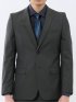 超光沢ウール混ストレッチ スリムフィット 2ボタン3ピーススーツ シャドーカルゼグレー