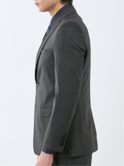 超光沢ウール混ストレッチ スリムフィット 2ボタン3ピーススーツ シャドーカルゼグレー