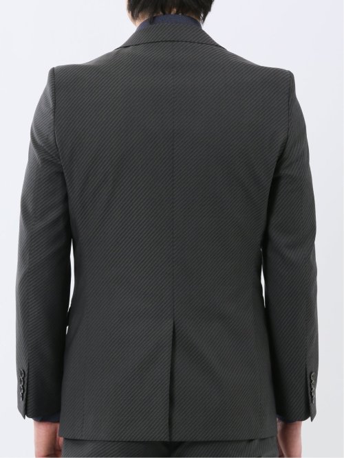 超光沢ウール混ストレッチ スリムフィット 2ボタン3ピーススーツ シャドーカルゼグレー