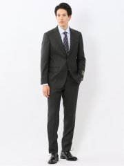 ウール100% レギュラーフィット 2ボタン2ピーススーツ 杢グレー