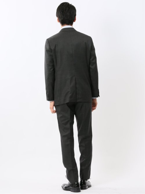 ウール100% レギュラーフィット 2ボタン2ピーススーツ 杢グレー