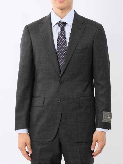 ウール100% レギュラーフィット 2ボタン2ピーススーツ 杢グレー