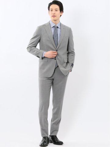SUPER140'S レギュラーフィット 2ボタン 2ピース スーツ ライトグレー