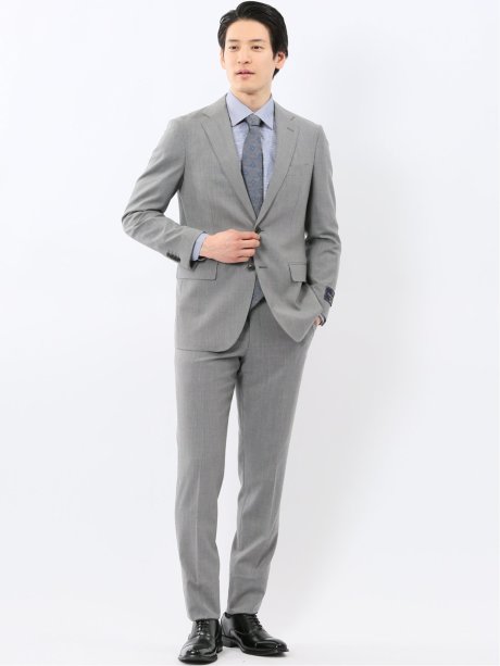 SUPER140'S レギュラーフィット 2ボタン 2ピース スーツ ライトグレー