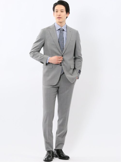 SUPER140'S レギュラーフィット 2ボタン 2ピース スーツ ライトグレー