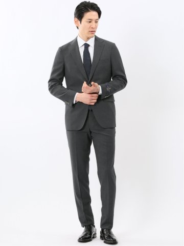 SUPER140'S レギュラーフィット 2ボタン 2ピース スーツ グレー