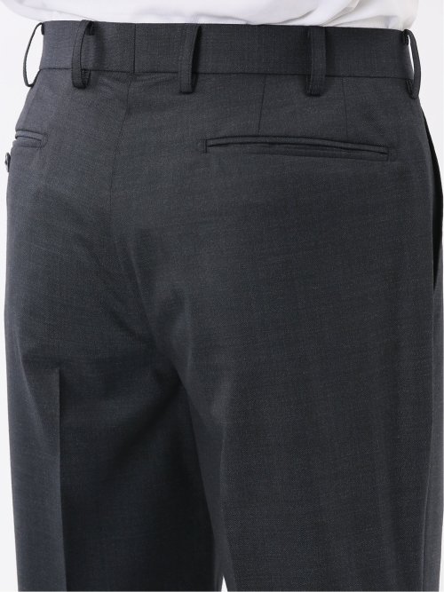 光沢ウール混 スリムフィット 2ボタン3ピーススーツ メランジ紺