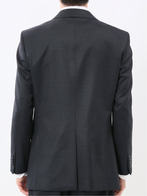 光沢ウール混 スリムフィット 2ボタン3ピーススーツ メランジ紺(S 75紺