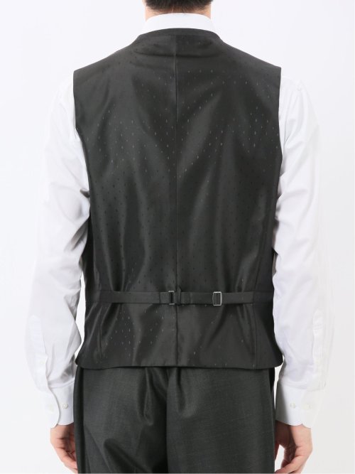 光沢ウール混 レギュラーフィット 2ボタン3ピーススーツ メランジグレー