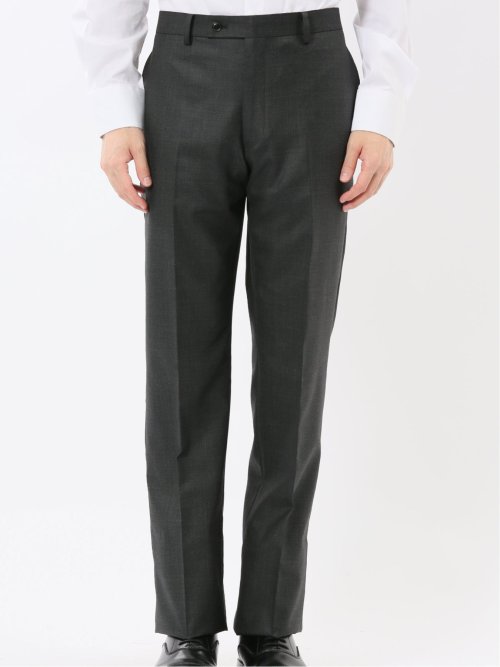 光沢ウール混 レギュラーフィット 2ボタン3ピーススーツ メランジグレー