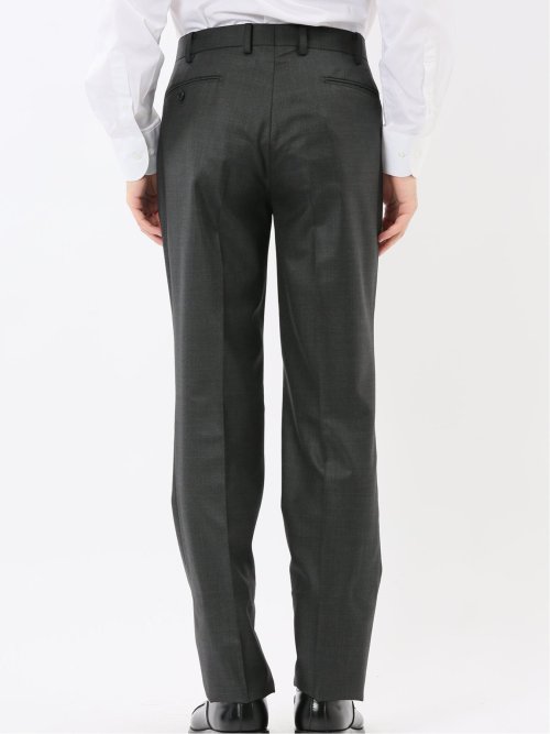 光沢ウール混 レギュラーフィット 2ボタン3ピーススーツ メランジグレー