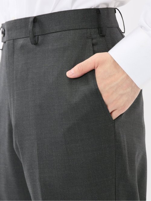 光沢ウール混 レギュラーフィット 2ボタン3ピーススーツ メランジグレー