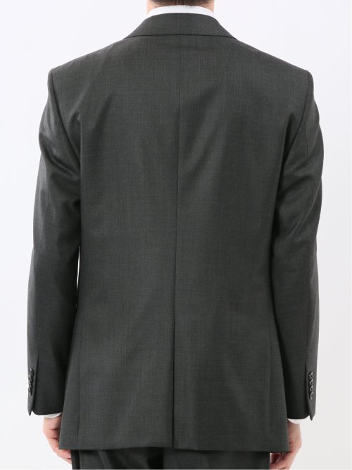 光沢ウール混 レギュラーフィット 2ボタン3ピーススーツ メランジグレー