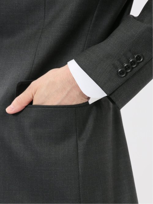 光沢ウール混 レギュラーフィット 2ボタン3ピーススーツ メランジグレー