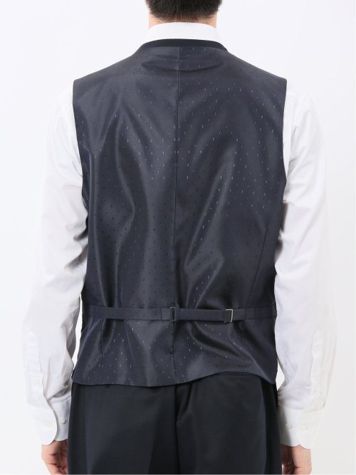 光沢ウール混 レギュラーフィット 2ボタン3ピーススーツ ツイル紺