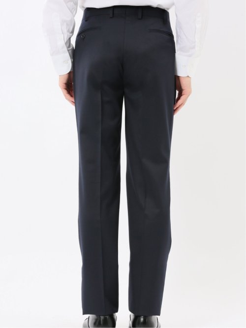 光沢ウール混 レギュラーフィット 2ボタン3ピーススーツ ツイル紺