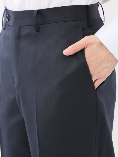 光沢ウール混 レギュラーフィット 2ボタン3ピーススーツ ツイル紺