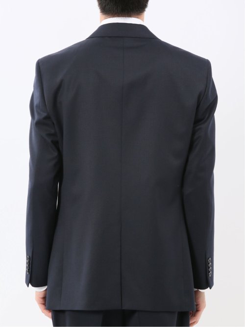 光沢ウール混 レギュラーフィット 2ボタン3ピーススーツ ツイル紺