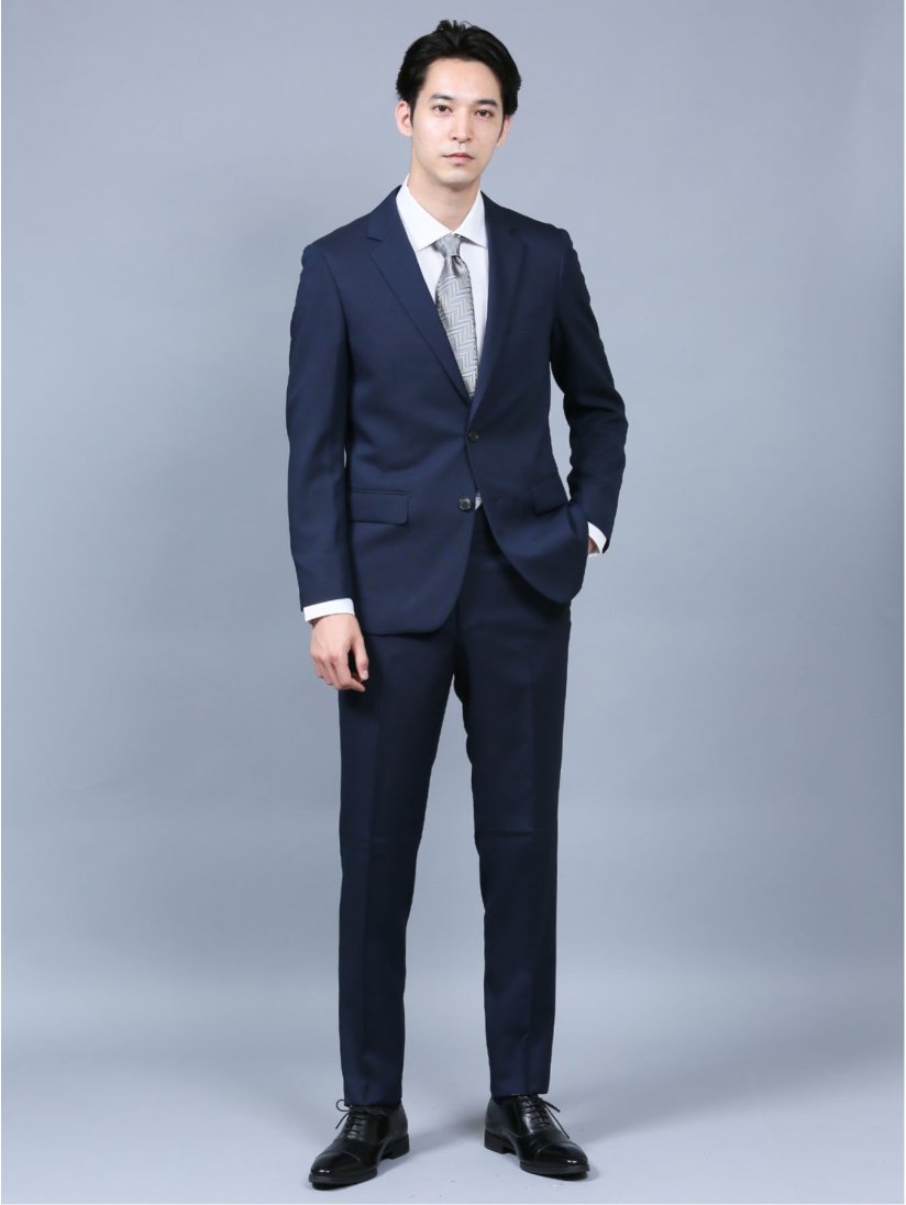 ストレッチウォッシャブル スリムフィット2ボタン2ピーススーツ 組織紺 Y3 75紺 スーツ Taka Q Online Shop タカキューオンラインショップ 公式通販