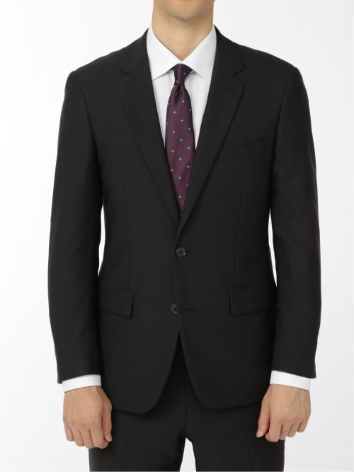 ストレッチウォッシャブル スリムフィット 2ボタン2ピース リクルートスーツ 黒無地