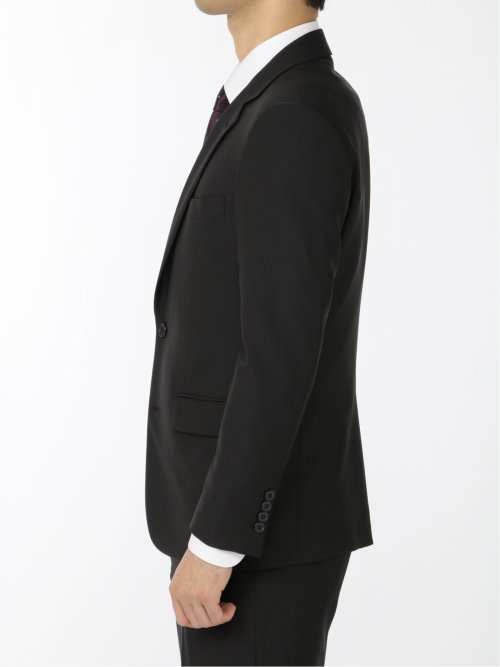 ストレッチウォッシャブル スリムフィット 2ボタン2ピース リクルートスーツ 黒無地