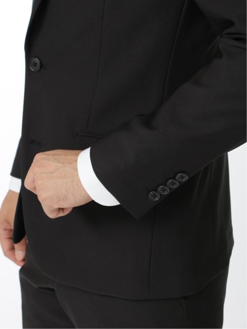 ストレッチウォッシャブル スリムフィット 2ボタン2ピース リクルートスーツ 黒無地
