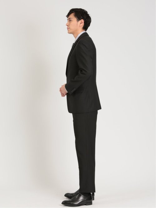 ストレッチウォッシャブル スリムフィット 2ボタン2ピース リクルートスーツ 黒無地