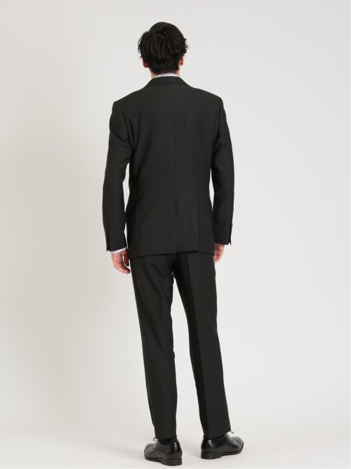 ストレッチウォッシャブル スリムフィット 2ボタン2ピース リクルートスーツ 黒無地