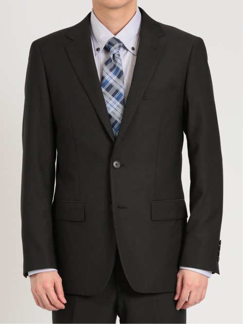 ストレッチウォッシャブル スリムフィット 2ボタン2ピース リクルートスーツ 黒無地