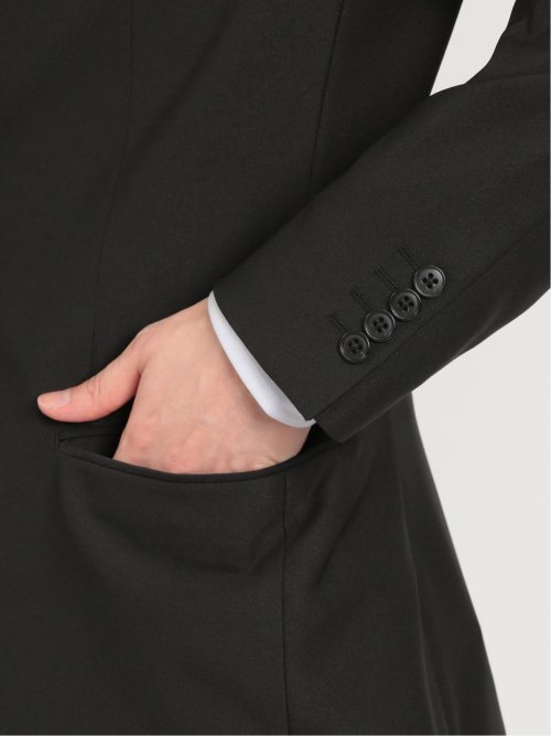 ストレッチウォッシャブル スリムフィット 2ボタン2ピース リクルートスーツ 黒無地