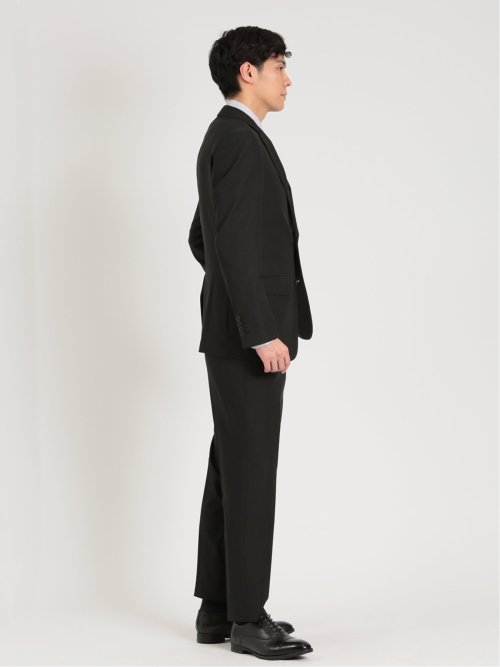 ストレッチウォッシャブル スリムフィット 2ボタン2ピース リクルートスーツ 黒無地