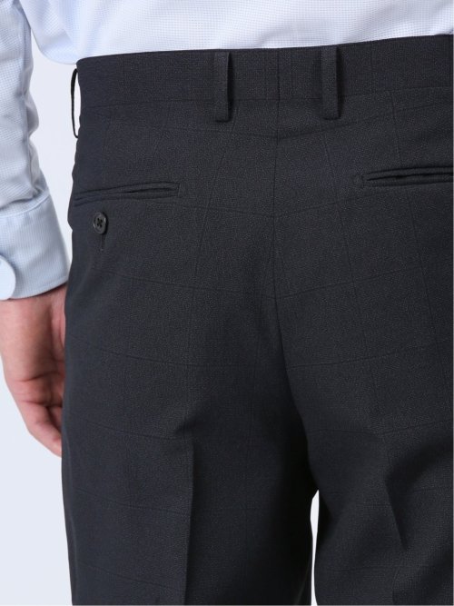 ストレッチウォッシャブル スリムフィット 2ボタン2ピーススーツ チェック紺