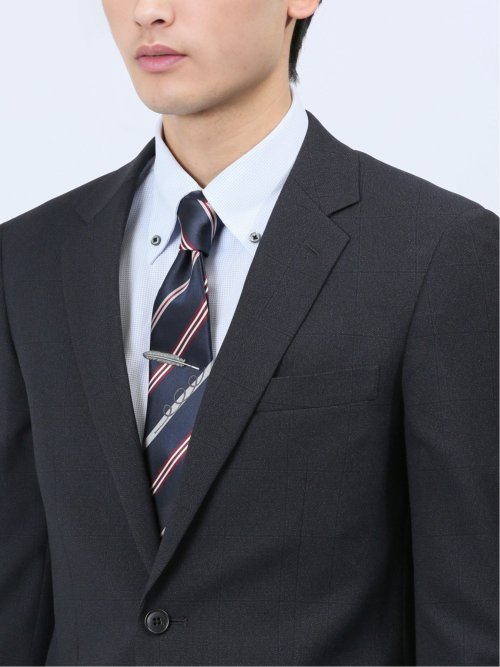 ストレッチウォッシャブル スリムフィット 2ボタン2ピーススーツ チェック紺