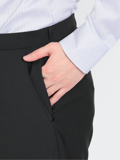 ストレッチウォッシャブル スリムフィット 2ボタン2ピース リクルートスーツ 黒無地