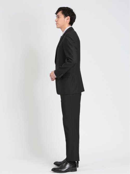 ストレッチウォッシャブル スリムフィット 2ボタン2ピース リクルートスーツ 黒無地