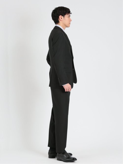 ストレッチウォッシャブル スリムフィット 2ボタン2ピース リクルートスーツ 黒無地