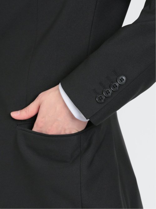 ストレッチウォッシャブル スリムフィット 2ボタン2ピース リクルートスーツ 黒無地