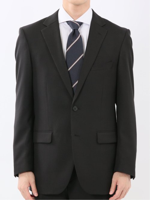 ストレッチウォッシャブル スリムフィット 2ボタン2ピーススーツ チェック黒