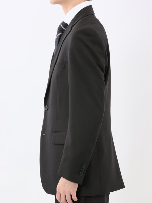 ストレッチウォッシャブル スリムフィット 2ボタン2ピーススーツ チェック黒