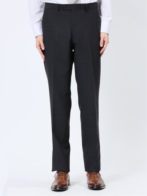 ストレッチウォッシャブル レギュラーフィット 2ボタン2ピーススーツ チェック紺