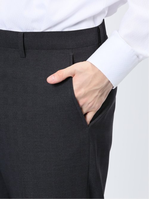 ストレッチウォッシャブル レギュラーフィット 2ボタン2ピーススーツ チェック紺