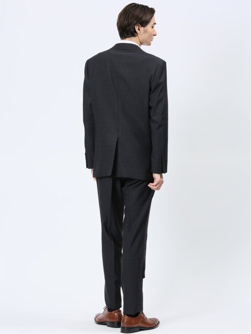 ストレッチウォッシャブル レギュラーフィット 2ボタン2ピーススーツ チェック紺