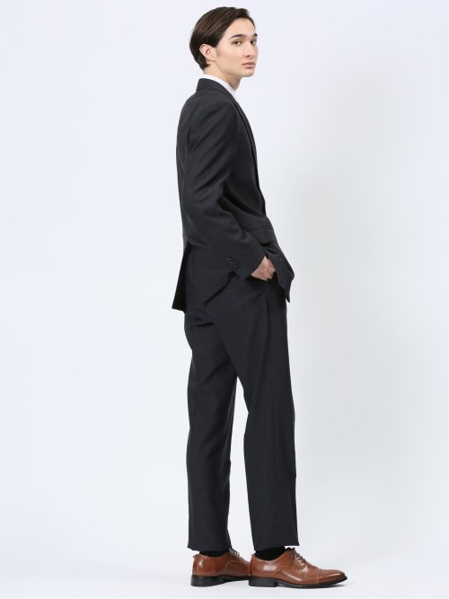 ストレッチウォッシャブル レギュラーフィット 2ボタン2ピーススーツ チェック紺